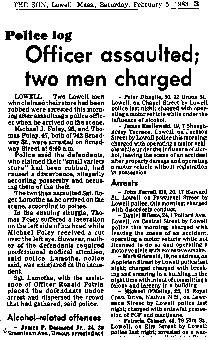 Lowell Sun Police Log