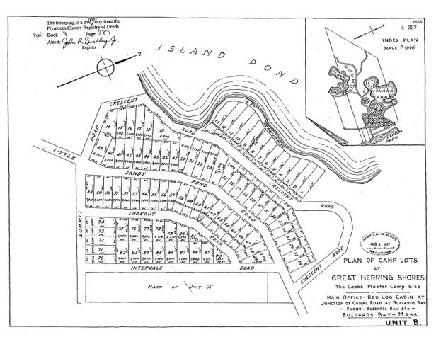 Unit B plan: Plan of camp lots at Greet Herring Shores