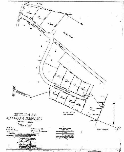 Section 3-4 Algonquin Subdivision Canton MA